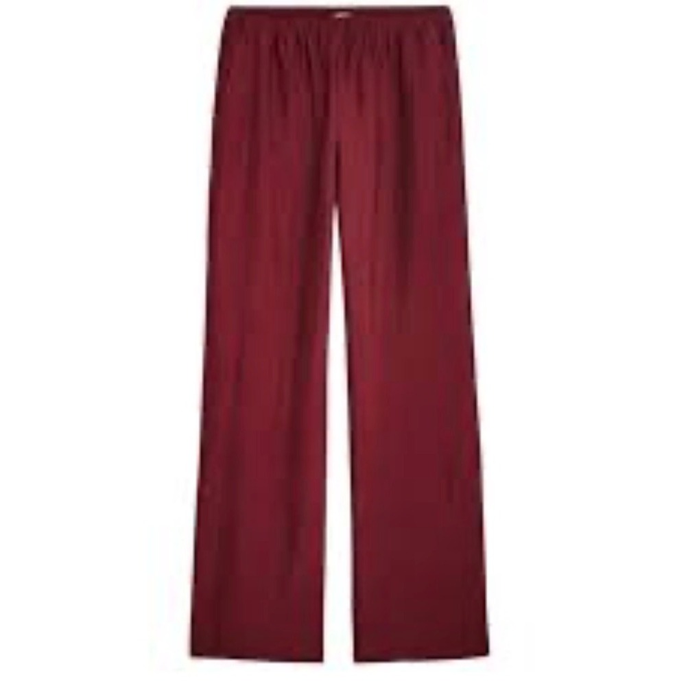 J.Crew Womens Wide Leg Elastic Waist Pull On Pants Burgundy Wine XXS